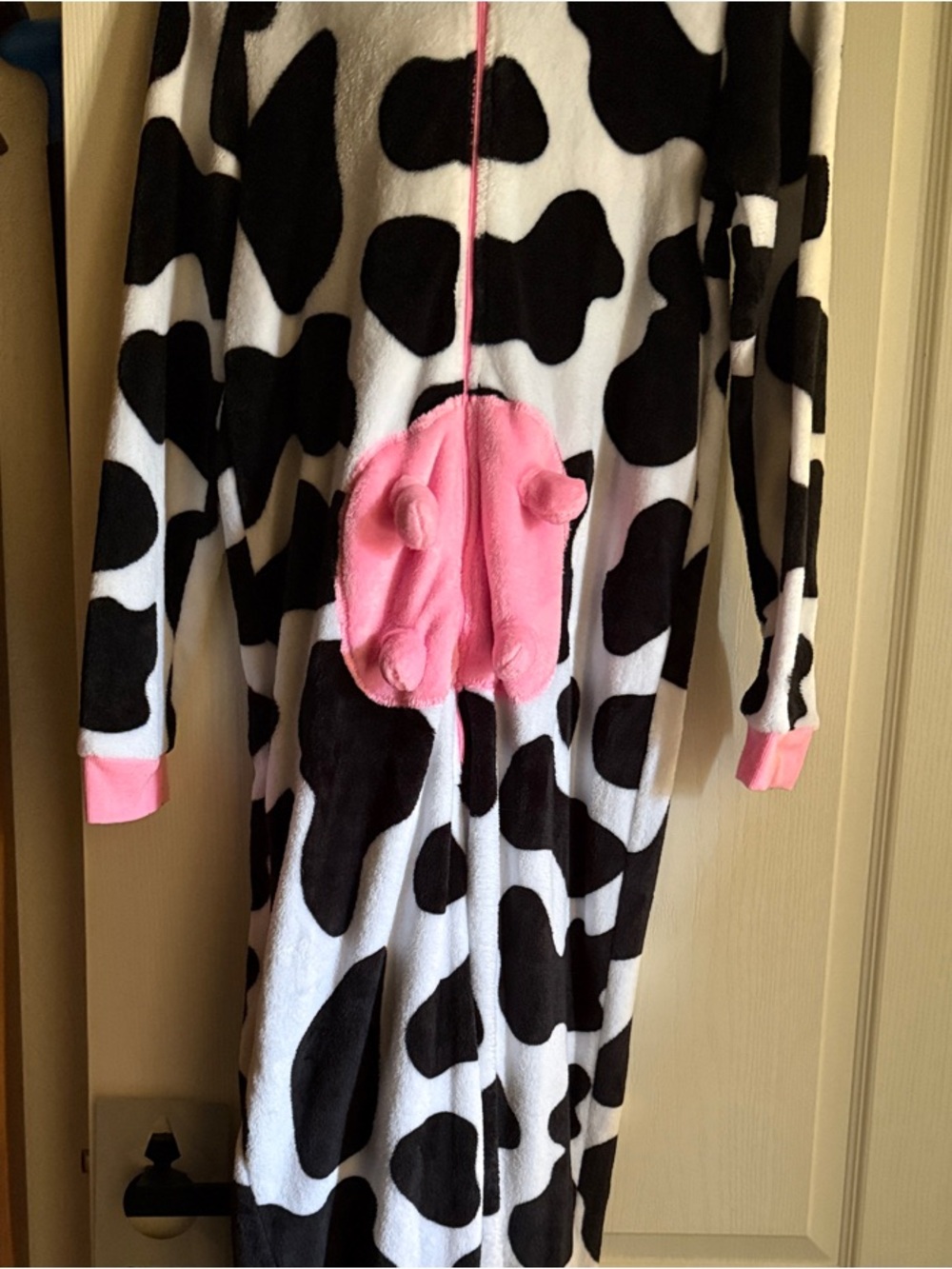 Cow Print Onesie Pajamas with Pink Accents